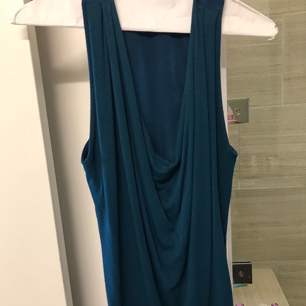 Blue cotton silk blend top